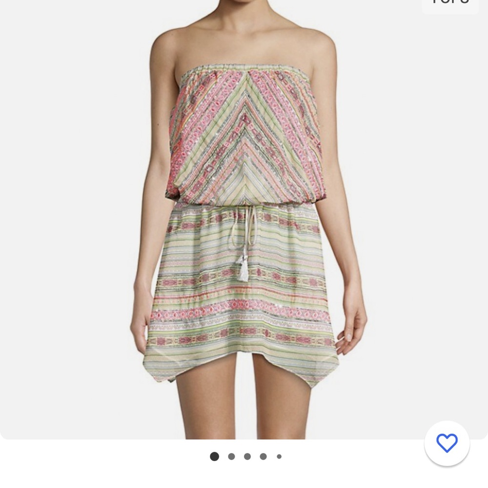 NWT Ramy Brook Alondra Sheer Strapless Sequin Coverup Dress Size S